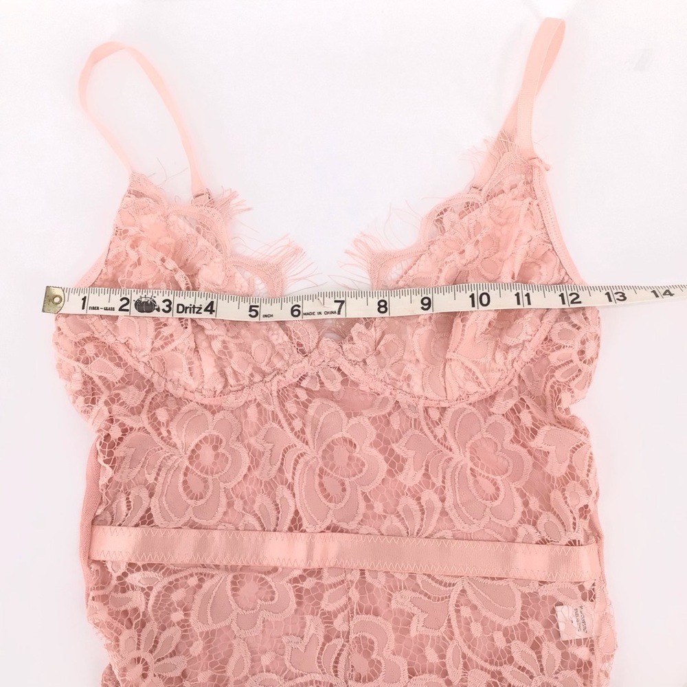 Pink Lace Adjustable Straps Thong Bodysuit Size Small - Picture 6 of 11